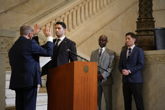 OCS Deputy Commissioner Jared Jeffries takes the Oath of Office as he is sworn into his new position.