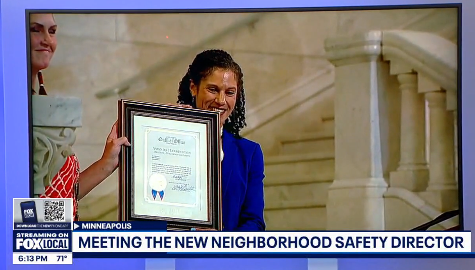 Harrington aims to restore trust in Neighborhood Safety Department; Fox9 news story preview, story by Paul Blume.