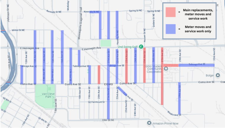 Map of the Como natural gas infrastructure project. 