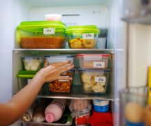 leftovers containers organized in fridge
