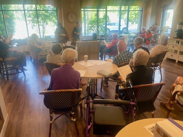 Council Member Wonsley and 2nd Precinct Crime Prevention Specialist presenting to residents at the Pillars of Prospect Park. 