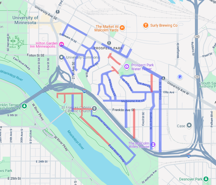 Map of the Natural Gas Improvement Project in Prospect Park.