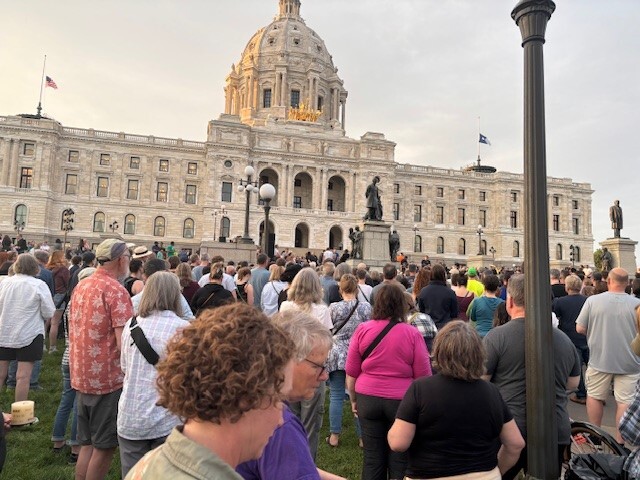 At the vigil for Melissa and Mark Hortman at the Minnesota State Capitol.