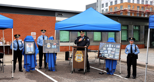Inspector Novak and AC Blackwell joined family, friends, and colleagues of Officer Mitchell to dedicate a new memorial garden.