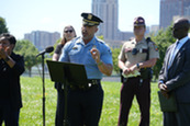 Minneapolis Police Chief Brian O'Hara speaks at the July 2 press conference with several City, state, and county safety leaders.