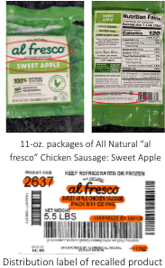 recalled all natural al fresco chicken sausage sweet apple packaging labels