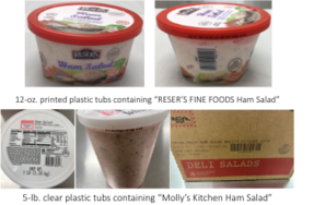 Images of recalled ham salad products