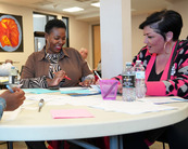 Two women participating in the Neighborhood Safety Department's Blueprint Approved Institute.