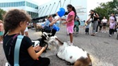 MPD officer interacts with children at a National Night Out event.