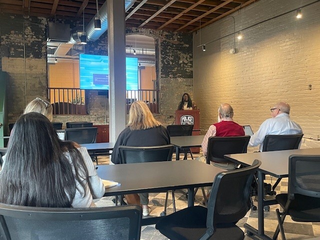 Council Member Wonsley speaking at Bringing U to the Community at the Dinkytown Off-Campus Safety Center