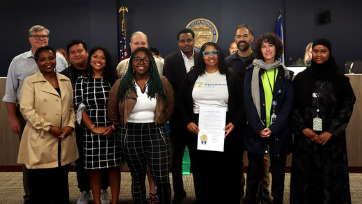 Council Member Wonsley with Council Member Chowdhury, Chavez, Osman, and community members honoring Welcome Week 2025.