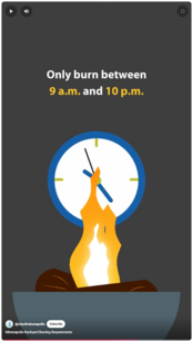 City of Minneapolis Backyard Burning Requirements Video: "Only burn between 9 a.m. and 10 p.m."