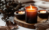 Candle with fall decor
