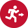 Icon of person running to exit