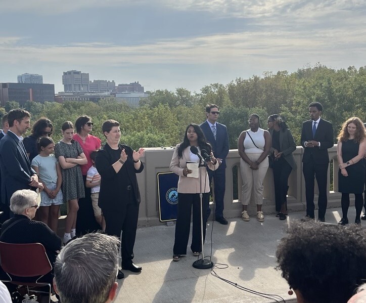 CM Chowdhury speaking at Late Senator Kari Dziedzic Bridge Dedication