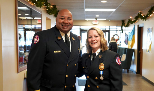 Minneapolis Fire Chief Bryan Tyner and Deputy Chief of Minneapolis EMS Amber Lage.