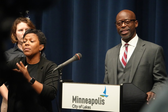 Commissioner Barnette speaks at a news conference