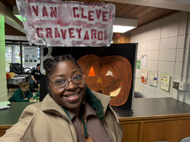 Council Member Wonsley at the Van Cleve Park Halloween Party
