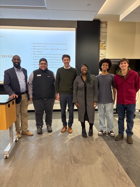 Council Member Wonsley with state legislators and student leaders at the Undergraduate Student Government Town Hall on Food Insecurity. 
