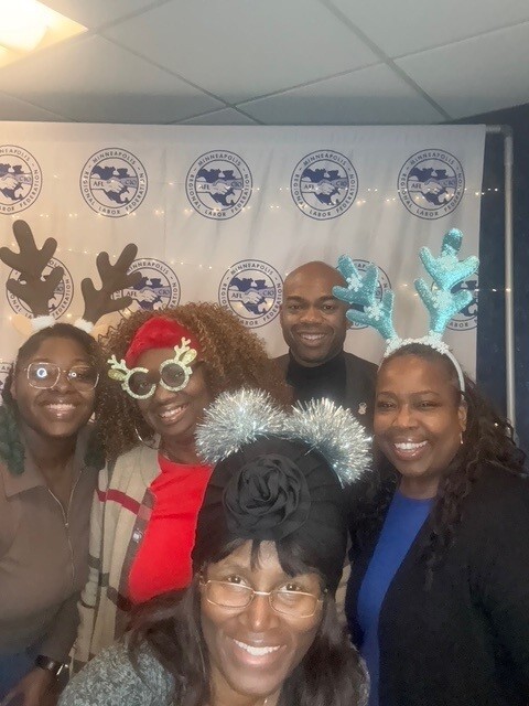 Council Member Wonsley with labor leaders and elected officials at the Minneapolis Regional Labor Federation holiday party.