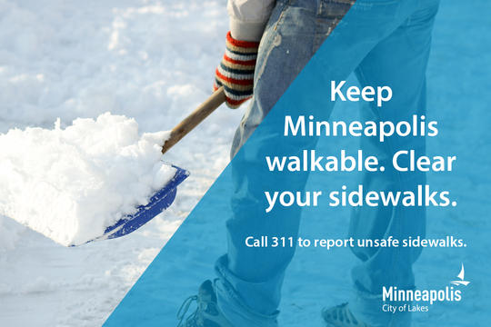 Person shoveling sidewalk