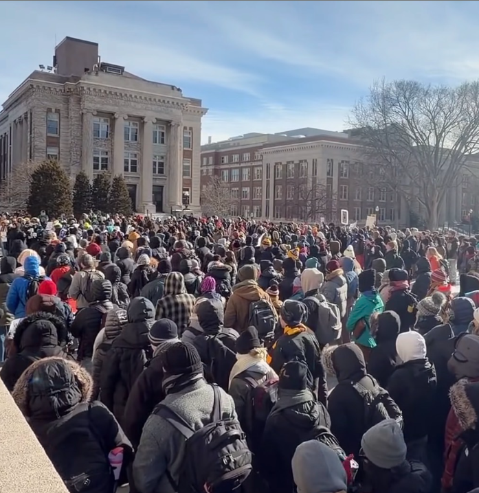 Students attending the University of Minnesota Walk Out action against ICE