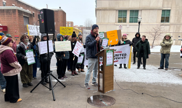 Council Member Wonsley at a rally in solidarity with Boynton workers and patients last week. 