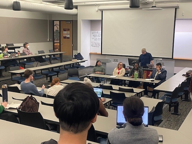 Council Member Wonsley speaking to the American Immigration Law Association panel at UMN Law School. 