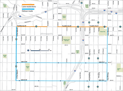 Franklin Ave. detour map