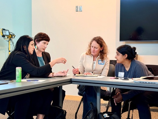 Hennepin County staff members meeting with councilmembers Shaffer and Chughtai