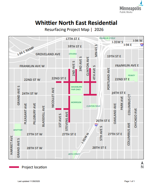 Whittier NE Resurfacing map 2026