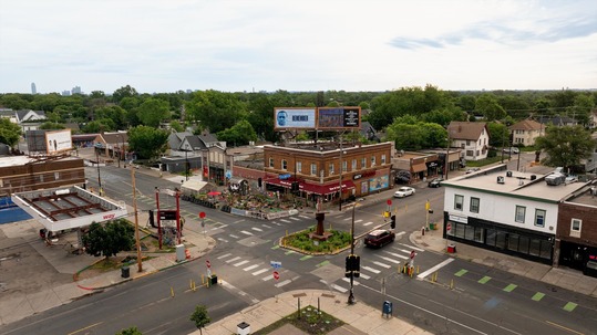Aerial view of George Floyd Square.
