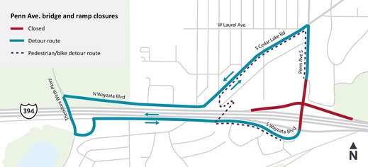 Bryn Mawr detour map