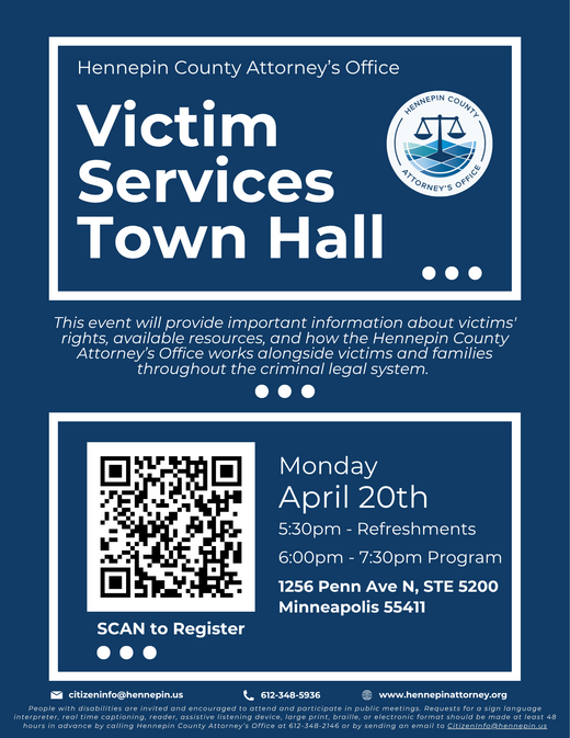 Victim Services Town Hall flyer.