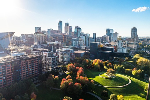 Gold Medal Park and downtown Minneapolis