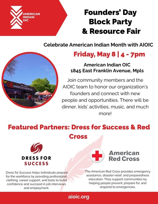 Flyer for the American Indian OIC Block Party & Resource Fair. 