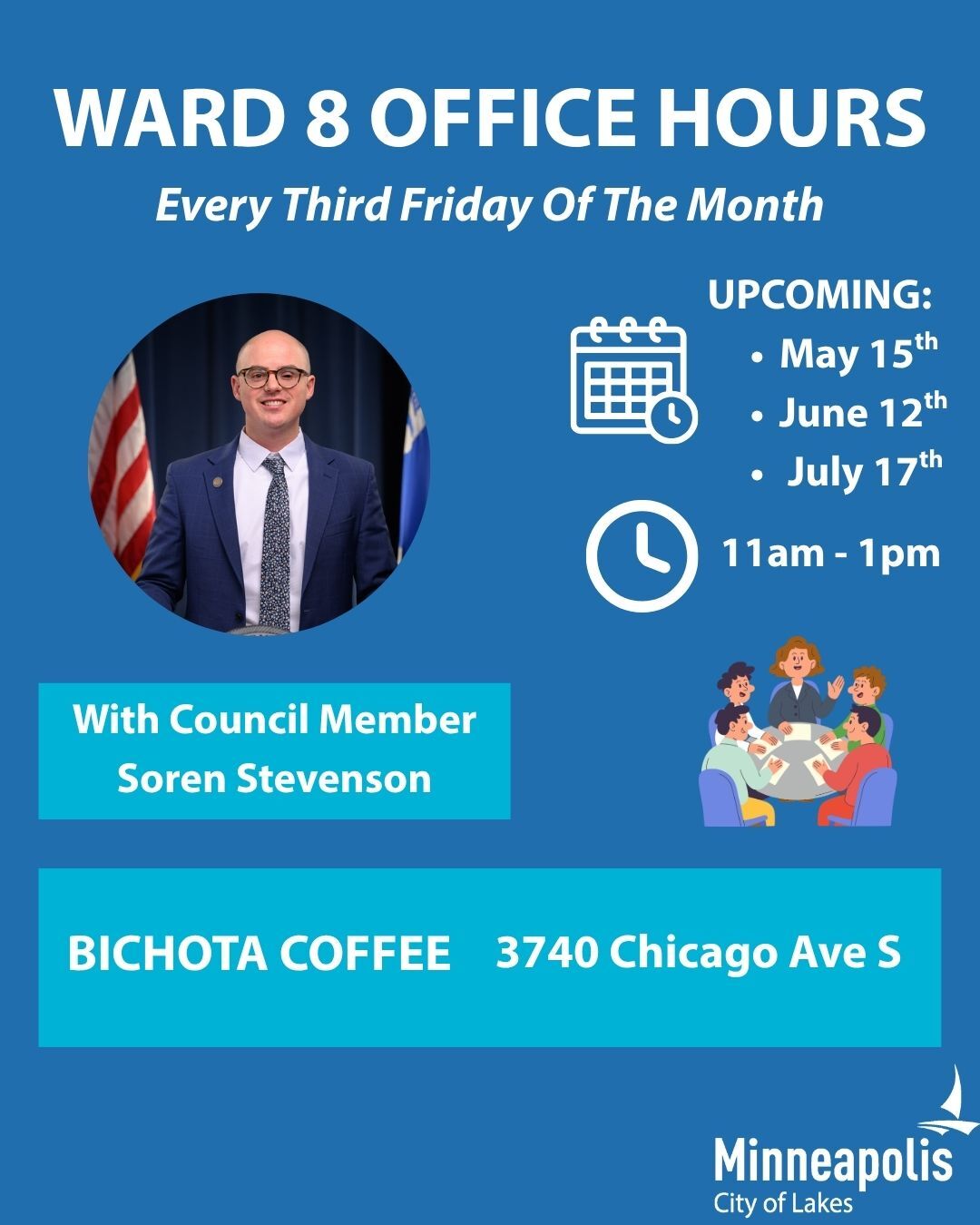 Graphic with information on Ward 8 Office Hours