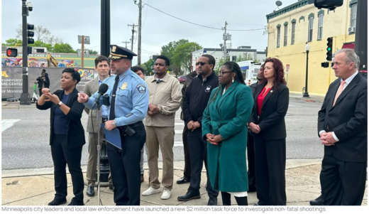 Council Member Wonsley and other government leaders discussing MPD's non-fatal shooting taskforce
