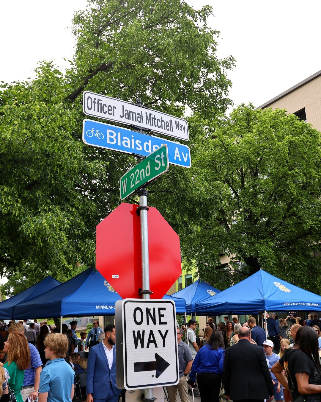 Officer Jamal Mitchell Way street sign at Blaisdell and 22nd