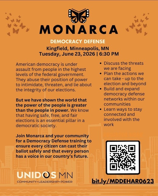 Flyer for Monarca Democracy Defense training