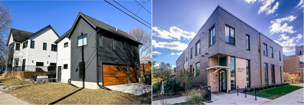 An accessory dwelling unit and a small apartment building.