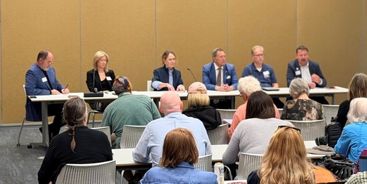 Councilmember Shaffer and panelists at data centers forum