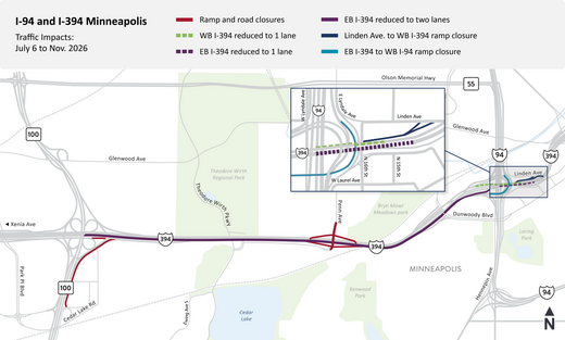 Map of MNDOT 394 work