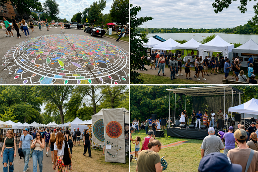 A crowded view of the Uptown Art Fair