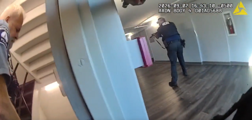 MPD body cam still image of police officers responding to Shoreline Plaza