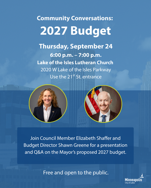 Community conversations hand-out for September 24 event, 6:00 p.m., at Lake of the Isles Lutheran Church, 2020 W. Lake of the Isles Pkwy.