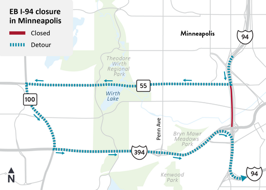 I-94 weekend detour map