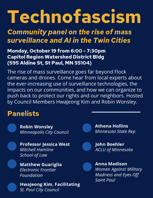 Flyer for the technofascism panel