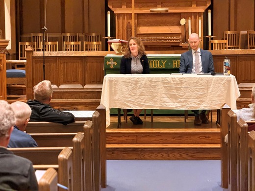 Councilmember Shaffer and Budget Director Shawn Greene at the September Community Conversations event