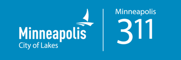 Blue graphic with the City of Minneapolis and Minneapolis 311 logos.